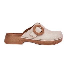 Zapatillas zuecos para mujeres con inblu tf000001 hebilla beige 8