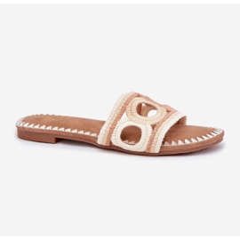 Crochet tacones planos de mujeres beige 4
