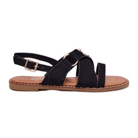 Sandalias de mujer de late plana con tachuelas doradas negras negro 8