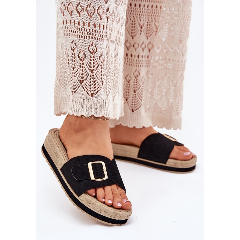 Flip Flip Flip Flip en la plataforma con una abrazadera dorada Negro 2