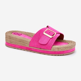 Flip Flip Flip Flip en la plataforma con el fucsia de la hebilla dorada rosado 4