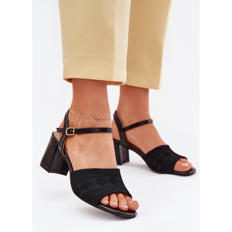 Sandalias de mujer con tacones negros negros 2