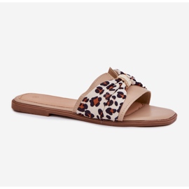 Chanclas de mujer plana con un beige de arco 4