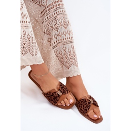 Chanclas de mujer plana con arco de camello marrón 6