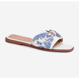 Chanclas de mujer plana con un arco blanco 4