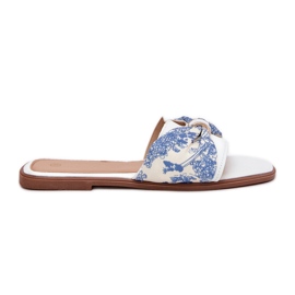 Chanclas de mujer plana con un arco blanco 8
