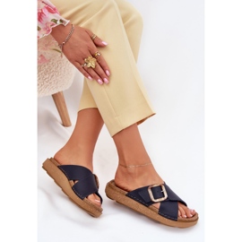 Chanclas de cuero para mujeres con inblu ed0003iu azul marino 5