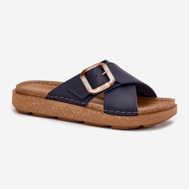 Chanclas de cuero para mujeres con inblu ed0003iu azul marino 4