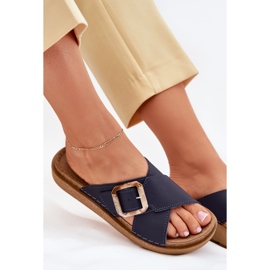 Chanclas de cuero para mujeres con inblu ed0003iu azul marino 6