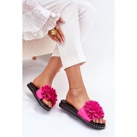 Chanclas para mujeres decoradas con flores de fucsia rosado 5