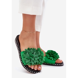Chanclas para mujeres decoradas con flores verdes 1