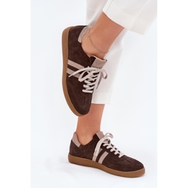 Zapatillas de chocolate para mujeres Zazoo N1068 Suede Low marrón 6