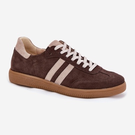 Zapatillas de chocolate para mujeres Zazoo N1068 Suede Low marrón 4