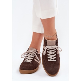 Zapatillas de chocolate para mujeres Zazoo N1068 Suede Low marrón 3