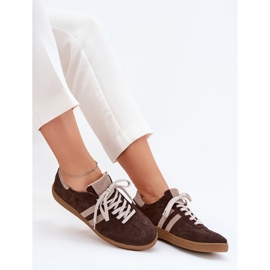 Zapatillas de chocolate para mujeres Zazoo N1068 Suede Low marrón 7