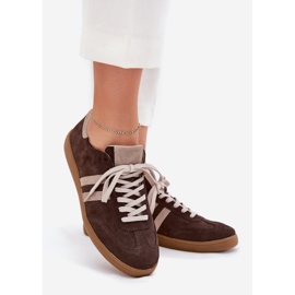 Zapatillas de chocolate para mujeres Zazoo N1068 Suede Low marrón 1