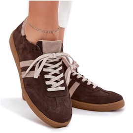 Zapatillas de chocolate para mujeres Zazoo N1068 Suede Low marrón 9