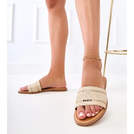 Chanclas doradas con una correa bordada dorado 4