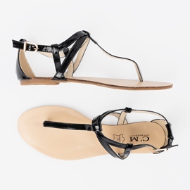 Sandalias planas negras al estilo de japonés negro 5