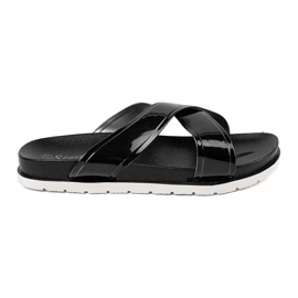 Seastar Zapatillas negras para mujeres con rayas barnizadas negro 1