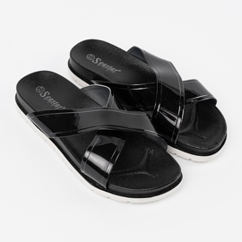 Seastar Zapatillas negras para mujeres con rayas barnizadas negro 2