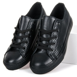 Kylie Zapatillas caladas en la unión negro 1