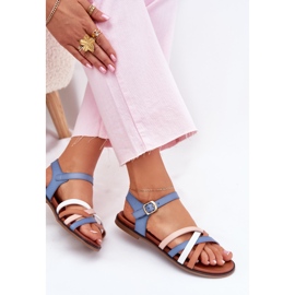 Sandalias de mujeres con Sergio Leone SK090H Blue Strips azul 6