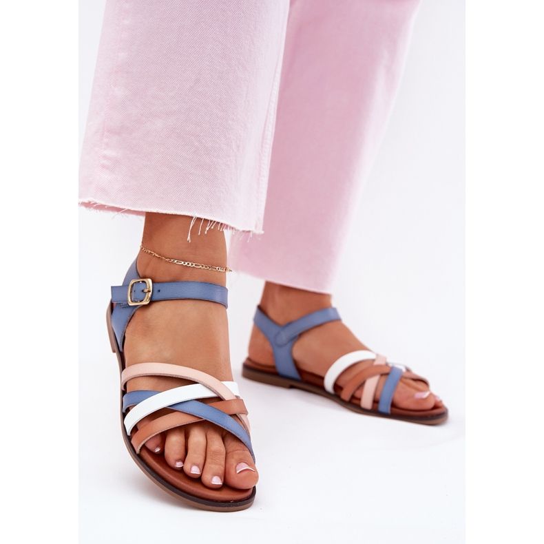 Sandalias de mujeres con Sergio Leone SK090H Blue Strips azul 2