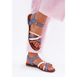 Sandalias de mujeres con Sergio Leone SK090H Blue Strips azul 5