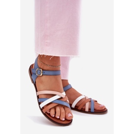 Sandalias de mujeres con Sergio Leone SK090H Blue Strips azul 1