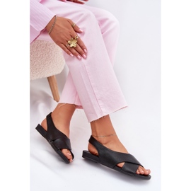 Zazoo 40407 Sandalias de cuero negro para mujeres 7