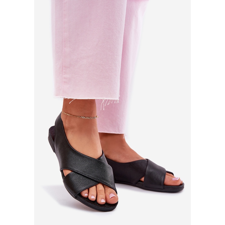 Zazoo 40407 Sandalias de cuero negro para mujeres 1