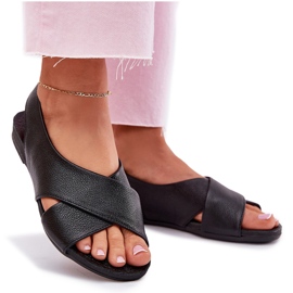 Zazoo 40407 Sandalias de cuero negro para mujeres 10