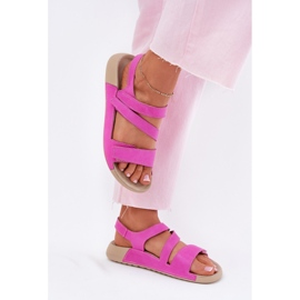 Sandalias de cuero para mujeres Zazoo K1004 Fuchsia rosado 4
