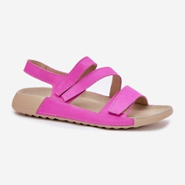 Sandalias de cuero para mujeres Zazoo K1004 Fuchsia rosado 5