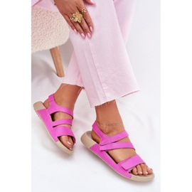 Sandalias de cuero para mujeres Zazoo K1004 Fuchsia rosado 6