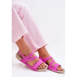 Sandalias de cuero para mujeres Zazoo K1004 Fuchsia rosado 7