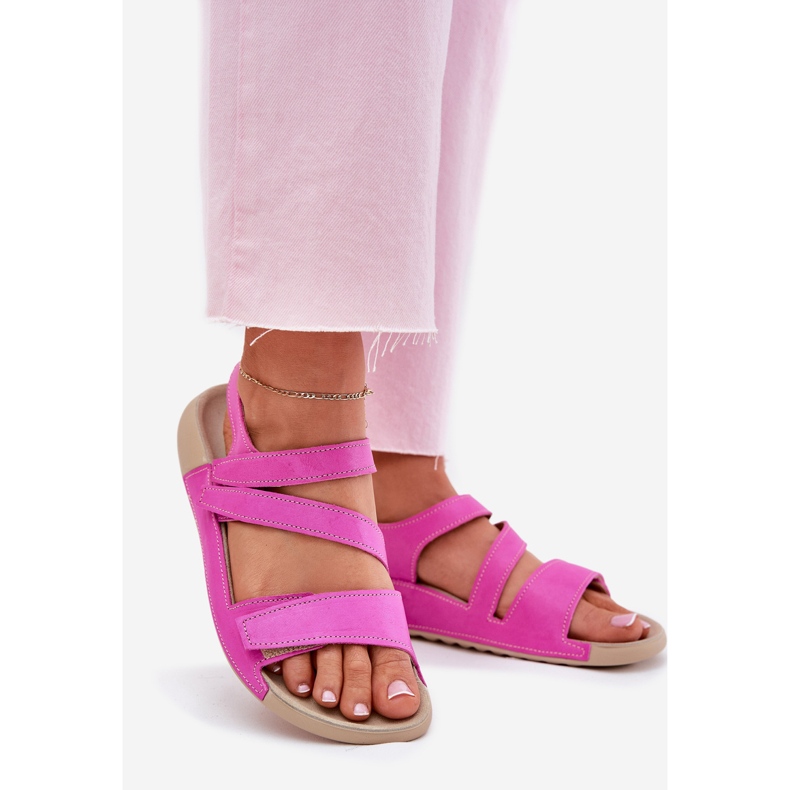Sandalias de cuero para mujeres Zazoo K1004 Fuchsia rosa 1