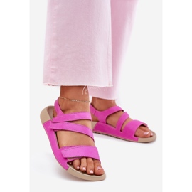 Sandalias de cuero para mujeres Zazoo K1004 Fuchsia rosado 2