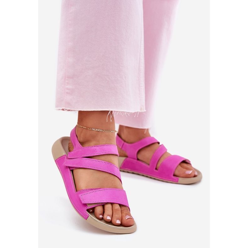 Sandalias de cuero para mujeres Zazoo K1004 Fuchsia rosa 2