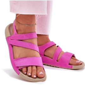 Sandalias de cuero para mujeres Zazoo K1004 Fuchsia rosado 9