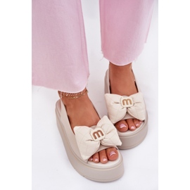 Sandalias de cuero para mujeres en la plataforma con chebello 4641 beige 6