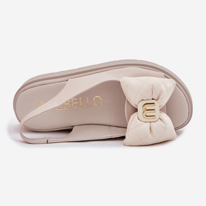 Sandalias de cuero para mujeres en la plataforma con chebello 4641 beige 1
