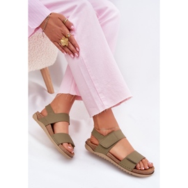 Sandalias de cuero para mujeres inblu aa0001ki verde 3