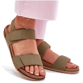 Sandalias de cuero para mujeres inblu aa0001ki verde 8