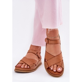 Sandalias de cuero para mujeres en la plataforma Maciejka L7064-04 Brown marrón 3