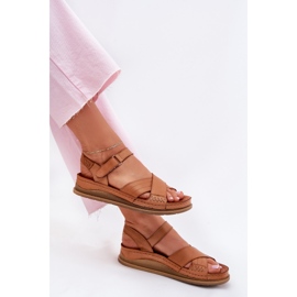 Sandalias de cuero para mujeres en la plataforma Maciejka L7064-04 Brown marrón 6