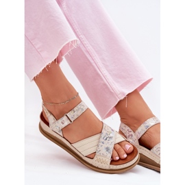 Sandalias de cuero para mujeres en la plataforma Maciejka L7064-37 ECRU beige 7