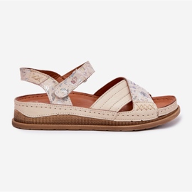 Sandalias de cuero para mujeres en la plataforma Maciejka L7064-37 ECRU beige 8