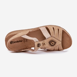 Sandalias de cuña para mujeres con decoraciones beige inblu rv000015 2